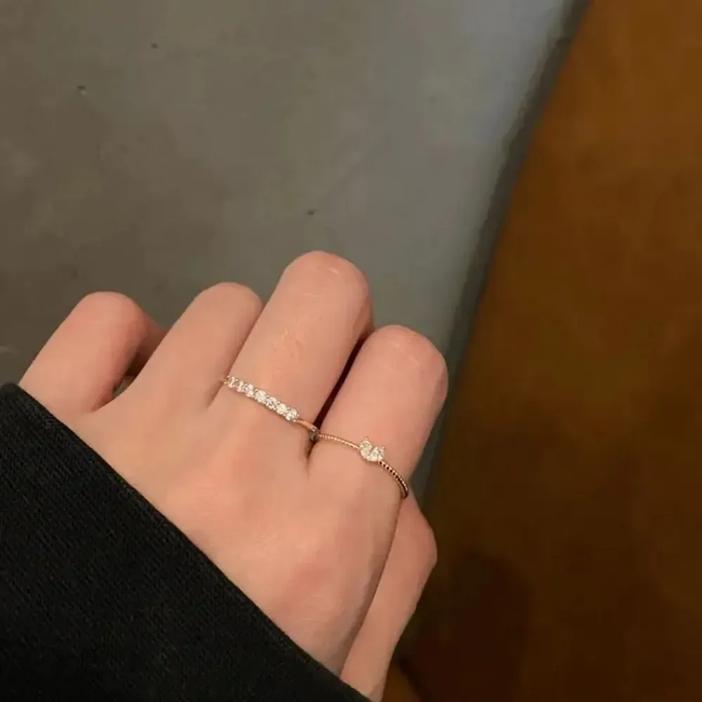 ✨️ 18k gold Plated Love Heart Open Ring 2pcs/Set Personality Design Ring